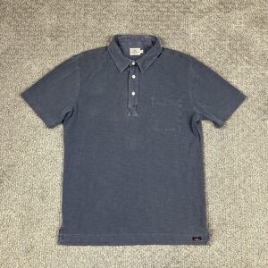 Faherty Polo Shirt Mens Medium Blue Jersey Cotton Pocket Short Sleeve Golf